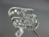 ESTATE LARGE 1.23CT DIAMOND 18K WHITE GOLD CLUSTER MULTI ROW WAVE SWIRL FUN RING