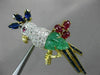 ANTIQUE LARGE 2.75CT MULTI GEM 18KT TWO TONE GOLD 3D HAPPY PARROT BROOCH PIN