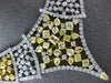 EXTRA LARGE 62.1CT WHITE & FANCY YELLOW DIAMOND 18K 2 TONE GOLD V SHAPE NECKLACE