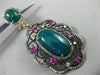 ANTIQUE LARGE 3.19CT DIAMOND & MULTI GEM 14K YELLOW BLACK GOLD FILIGREE EARRINGS