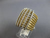 ESTATE EXTRA LARGE 1.05CT DIAMOND 14K 2 TONE GOLD MULTI ROW CRISS CROSS FUN RING