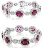 LARGE 22.3CT DIAMOND & AAA RUBY 18KT WHITE GOLD 3D OVAL & ROUND TENNIS BRACELET