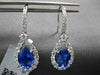 3.99CT DIAMOND & AAA SAPPHIRE 18KT WHITE GOLD 3D OVAL TEAR DROP HANGING EARRINGS