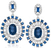 LARGE 2.46CT DIAMOND & AAA SAPPHIRE 14K WHITE GOLD MULTI SHAPE BALERINA EARRINGS