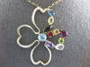 ESTATE 3.25CT DIAMOND & AAA MULTI GEM 14K YELLOW GOLD FLOWER MULTI HEART PENDANT