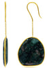 LARGE 47.28CT AAA SLICED EMERALD 18KT YELLOW GOLD 3D LEVERBACK HANGING EARRINGS