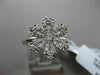 ANTIQUE .39CT DIAMOND 18KT WHITE GOLD 3D FILIGREE PAVE SNOWFLAKE FLOWER RING