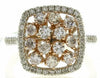 2.21CT WHITE & PINK DIAMOND 18K WHITE & ROSE GOLD ROUND CLUSTER SQUARE LOVE RING