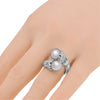 ESTATE .44CT DIAMOND & AAA SOUTH SEA PEARL 18KT WHITE GOLD 3D DOUBLE FLOWER RING