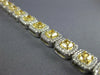 LARGE & LONG 13.45CT WHITE & FANCY YELLOW DIAMOND 18K WHITE GOLD TENNIS BRACELET
