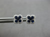 SMALL .52CT DIAMOND & AAA SAPPHIRE 14KT WHITE GOLD CLASSIC FLOWER STUD EARRINGS