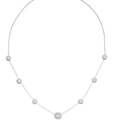 1.04CT DIAMOND 18KT WHITE GOLD 3D ROUND & BAGUETTE OVAL & ROUND LOVE NECKLACE