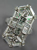LARGE 1.45CT DIAMOND 18KT WHITE GOLD ROUND BAGUETTE DOUBLE ANCHOR ELONGATED RING