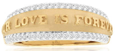 .20CT DIAMOND 14KT YELLOW GOLD 3D ROUND MATTE & SHINY OUR LOVE IS FOREVER RING