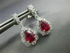 ESTATE 2.12CT DIAMOND & AAA RUBY 18K WHITE GOLD TEAR DROP ROUND HANGING EARRINGS
