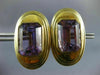 ANTIQUE EXTRA LARGE AAA AMETHYST 14KT YELLOW GOLD EMERALD CUT OVAL EARRINGS
