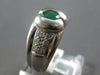 WIDE .55CT DIAMOND & AAA EMERALD 18KT WHITE GOLD 3D OVAL BEZEL MENS PINKY RING