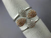 ESTATE WIDE .40CT WHITE & PINK DIAMOND 18KT WHITE & ROSE GOLD 4 LEAF FLOWER RING