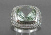 LARGE 15.0CT DIAMOND & AAA GREEN AMETHYST 14K WHITE GOLD HALO SQUARE RING #19840