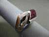 ESTATE LARGE 5.42CT DIAMOND & RUBY 18KT WHITE GOLD 3D FLEUR DE LIS FILIGREE RING