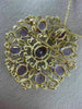ANTIQUE VICTORIAN 14CT AAA AMETHYST 14KT YELLOW GOLD FLOWER PIN BROOCH #19164