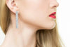 6.6CT DIAMOND 18KT WHITE GOLD ROUND & BAGUETTE INSIDE OUT HOOP HANGING EARRINGS