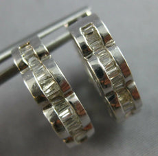 .45CT DIAMOND 14KT WHITE GOLD BAGUETTE MULTI HEART STAR HUGGIE HANGING EARRINGS
