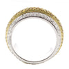 ESTATE WIDE 2.97CT WHITE & FANCY YELLOW DIAMOND 18K 2 TONE GOLD ANNIVERSARY RING