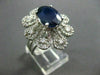 ESTATE LARGE 5.53CTW DIAMOND & AAA SAPPHIRE 14KT WHITE GOLD FLORAL RING AMAZING!
