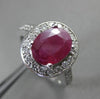 ANTIQUE 2.3CT DIAMOND & RUBY 14KT WHITE GOLD HALO DESIGN ENGAGEMENT RING #3046