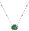 5.64CT DIAMOND & AAA EMERALD 18KT 2 TONE GOLD 3D OVAL & ROUND SOLITAIRE NECKLACE