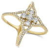 ESTATE 1.28CT DIAMOND 18KT YELLOW GOLD 3D FLOWER CRISS CROSS FUN RING