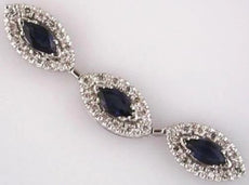 1.38CT DIAMOND & SAPPHIRE 14K WHITE GOLD ROUND & MARQUISE SHAPE FLOATING PENDANT