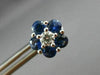 ESTATE 1.76CT DIAMOND & AAA SAPPHIRE 18KT WHITE GOLD 3D CLUSTER FLOWER EARRINGS