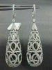 ANTIQUE 3.03C DIAMOND 18KT WHITE GOLD LONG FILIGREE DOME HANGING EARRINGS E00900