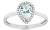 .73CT DIAMOND & AAA AQUAMARINE 14KT WHITE GOLD PEAR SHAPE HALO ENGAGEMENT RING