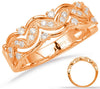 WIDE .26CT DIAMOND 14K ROSE GOLD 3 ROW MULTI LEAF OPEN FILIGREE ANNIVERSARY RING