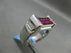ESTATE 2.06CT DIAMOND & RUBY 18KT WHITE GOLD RECTANGULAR HANDCRAFTED MENS RING