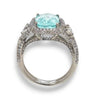 LARGE 4.5CT DIAMOND & AAA PARAIBA TOURMALINE 18KT WHITE GOLD 3D DOUBLE HALO RING