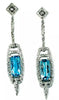 ESTATE 4.9CT DIAMOND & AAA BLUE TOPAZ 14K WHITE GOLD CHANDELIER HANGING EARRINGS