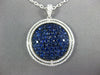 LARGE 2.71CT DIAMOND & AAA SAPPHIRE 18KT WHITE GOLD ROUND CLUSTER HALO PENDANT