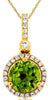 1.28CT DIAMOND & AAA PERIDOT 14K YELLOW GOLD ROUND CLASSIC HALO FLOATING PENDANT