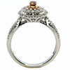 1.57CT WHITE & PINK DIAMOND 18K WHITE & ROSE GOLD CUSHION FLOWER ENGAGEMENT RING