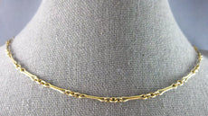 ANTIQUE LONG 14KT YELLOW GOLD 3D CLASSIC HANDCRAFTED BAMBOO LINK NECKLACE #27519