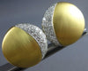 LARGE 1.5CT DIAMOND 18KT 2 TONE GOLD MATTE & SHINY CIRCULAR MOON EARRINGS #27693