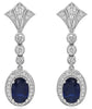 LARGE 8.48CT DIAMOND & AAA SAPPHIRE 18KT WHITE GOLD OVAL & ROUND CROWN EARRINGS