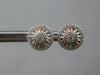 ESTATE .29CT DIAMOND 18KT WHITE GOLD 3D ROUND PAVE SUNBURST FLOWER STUD EARRINGS