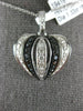 ESTATE 1.33CT WHITE & BLACK DIAMOND 18KT WHITE GOLD 3D PUFF HEART PENDANT