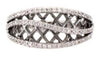 ESTATE .23CT DIAMOND 14K WHITE & BLACK GOLD 3D MULTI ROW CRISS CROSS X LOVE RING