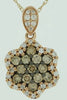 .58CT WHITE & CHOCOLATE FANCY DIAMOND 14K ROSE GOLD FLOWER STAR OF DAVID PENDANT